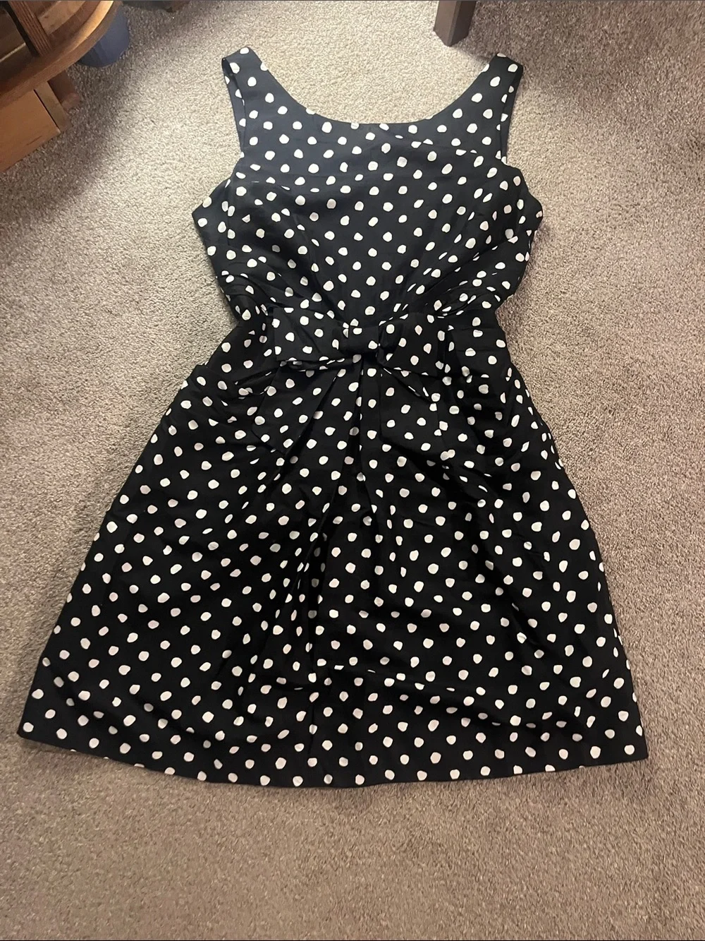 ♠️👓♠️👓♠️ kate spade Black&White Silk Polkadot BIG BOW “Jillian” Dress sz12 EUC